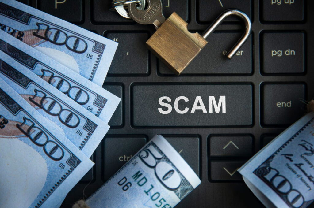Payday loans scam warning and financial security concept