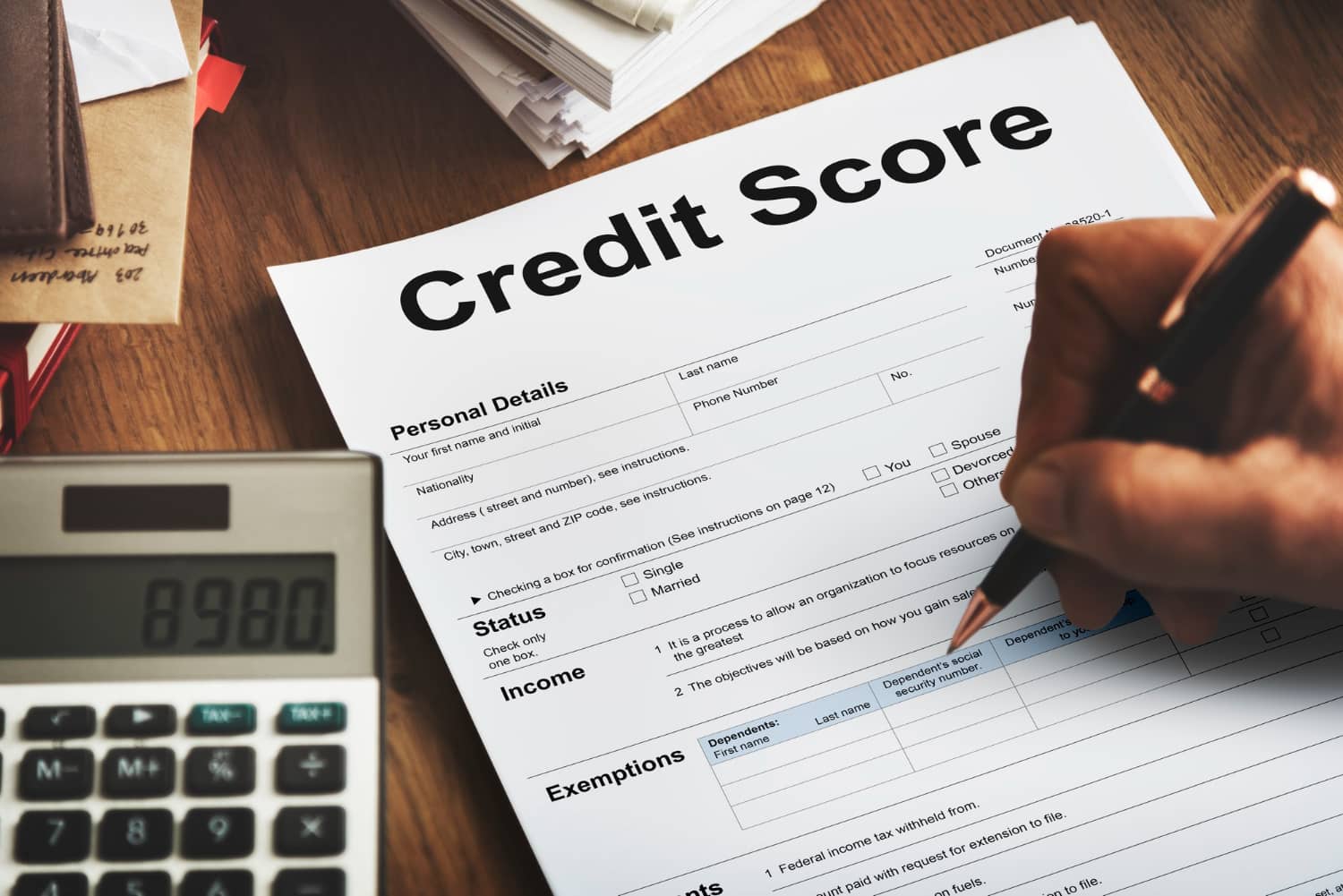 Credit score application form with calculator used to assess borrowing limit in Singapore