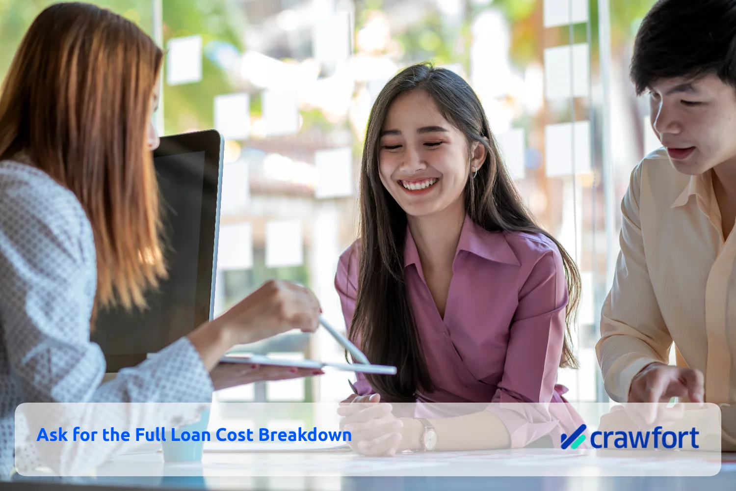 Borrowers asking a loan representative for a complete cost breakdown